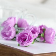 Růže 3 cm,  fialová, textilní dekorace, květina 