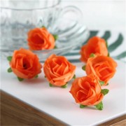 Růže 3 cm, oranžová, textilní dekorace, květina 