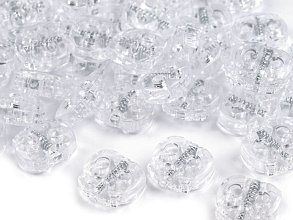 Brzda, brzdička, stoper s dvěma dírkami 15x15mm transparentní ozdobné malé