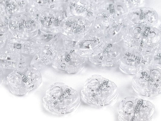 Brzda, brzdička, stoper s dvěma dírkami 15x15mm transparentní ozdobné malé