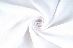 Elastická teplákovina nepočesaná, bílá, látky, metráž