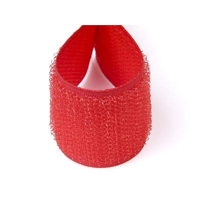 Suchý zip 30mm červený, metráž, háčky