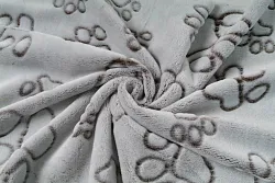 Coral fleece tlapka hnědá plastický vzor, látka, metráž