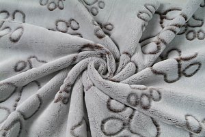 Coral fleece tlapka hnědá plastický vzor, látka, metráž