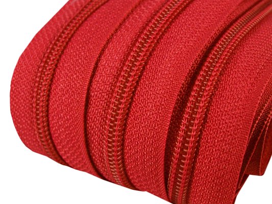 Zip spirálový, nekonečný pás 5mm, červený, metráž