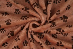 Coral fleece tlapka, béžový podklad + hnědá tlapka, látka, metráž