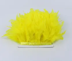 Prýmek z krůtího peří 12-15 cm, žlutý