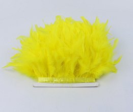 Prýmek z krůtího peří 12-15 cm, žlutý