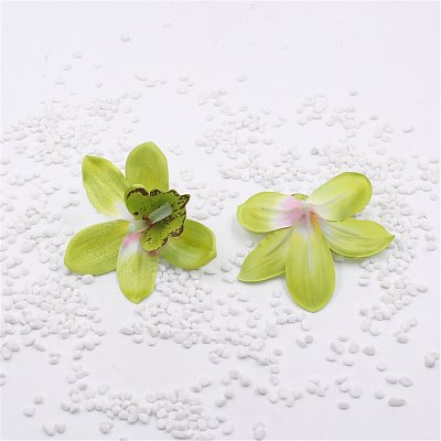 Květ orchidej, textilní dekorace, květina zelená