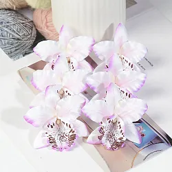 Květ orchidej, textilní dekorace, květina bílá s fialkovou