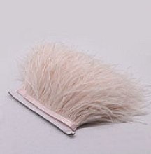 Prýmek z pštrosího peří 8-10 cm, bílá káva