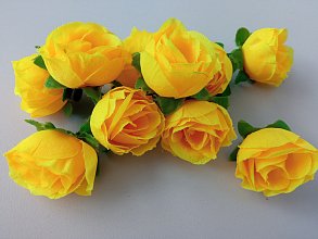 Růže 3 cm, žlutá textilní dekorace, květina 