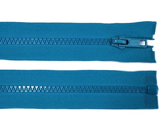 Zip kostěný, dělitelný, 5mm, 30cm délka, středně modrý