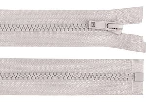 Zip kostěný, dělitelný, 5mm, 30cm délka, světle šedý