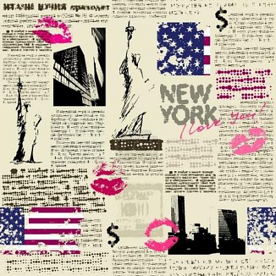 Vzor mesta, USA, New York na novinovom podklade