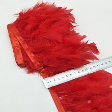 Prýmek z krůtího peří 12-15 cm, červený