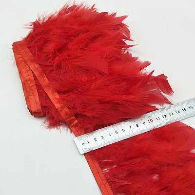 Prýmek z krůtího peří 12-15 cm, červený