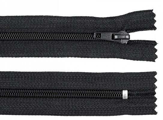 Zip spirálový, nedělitelný, 5mm, 20cm délka, černý