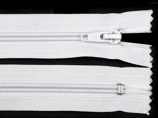 Zip spirálový, nedělitelný, 3mm, 20cm délka, bílý