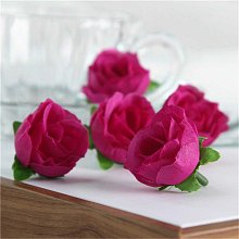 Růže 3 cm, fuchsiová, textilní dekorace, květina 