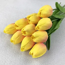 Tulipán, textilní dekorace, květina žlutá