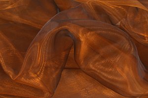 Organza, zlato hnědá, látka, metráž šíře 150 cm, AKCE, SLEVA -50%