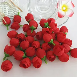 Růže - poupátko 2 cm, červená, textilní dekorace, květina 