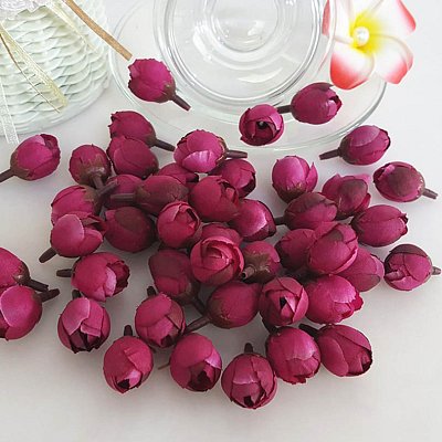 Růže - poupátko 2 cm, bordó, textilní dekorace, květina 
