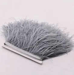 Prýmek z pštrosího peří 8-10 cm, šedý