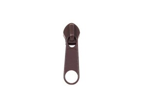 Jazdec bez zámku na špirálový zips, 3 mm priebežný zips, hnedý