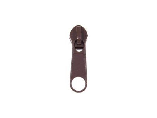 Jazdec bez zámku na špirálový zips, 3 mm priebežný zips, hnedý