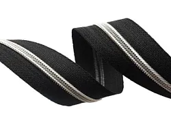 Zip spirálový, nekonečný pás 3mm, černý+ stříbrný, metráž