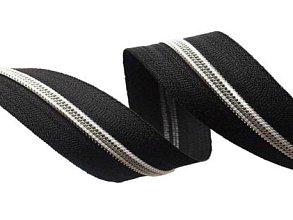 Zip spirálový, nekonečný pás 3mm, černý+ stříbrný, metráž