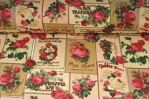 Plátno bavlněné vintage golden roses, metráž, látky