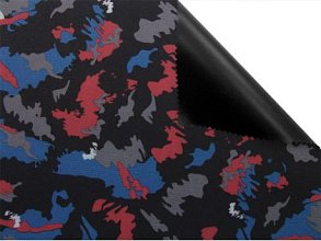 Batohovina, cordura s PVC zátěrem , vzor kamufláž modro červená