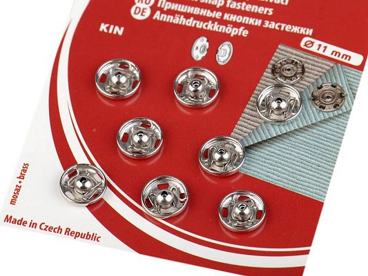 Kovové patentky - knoflíky stiskací přišívací - vel. 3 - na kartě 8 kusů