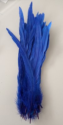 Kohoutí peří barvené 20-30 cm, barva modrá
