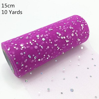 Organza šíře 15 cm, fuchsiová s glitry, cena za 1bm