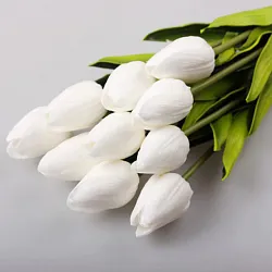Tulipán, textilní dekorace, květina bílá