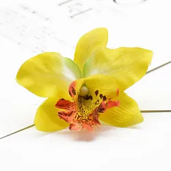 Orchidea kvet, textilná dekorácia, kvetina žltá