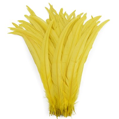 Kohútie perie farbené 20-30 cm, žlté