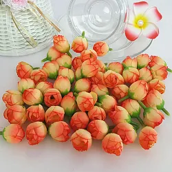 Ruža - púčik 2 cm, oranžová, textilná dekorácia, kvet