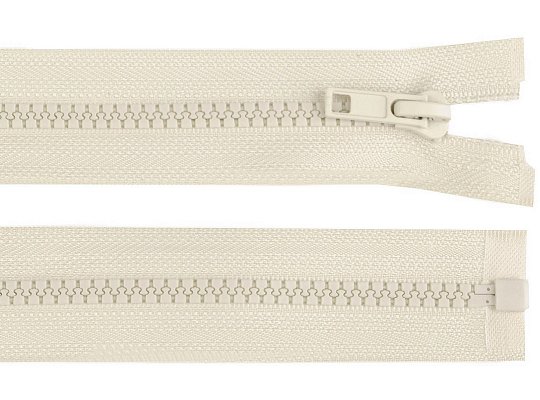 Zip kostěný, dělitelný, 5mm, 35cm délka, smetanová