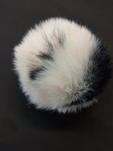 Bambule, bambulka z kožešiny, krémová s černou, 8 cm