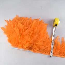 Prýmek z krůtího peří 12-15 cm, oranžový