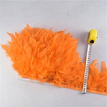 Prýmek z krůtího peří 12-15 cm, oranžový