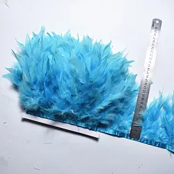 Prýmek z krůtího peří 12-15 cm, tyrkys