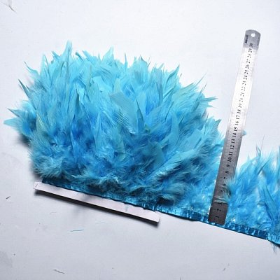 Prýmek z krůtího peří 12-15 cm, tyrkys
