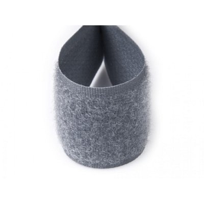 Suchý zip 30mm šedý, metráž, smyčky