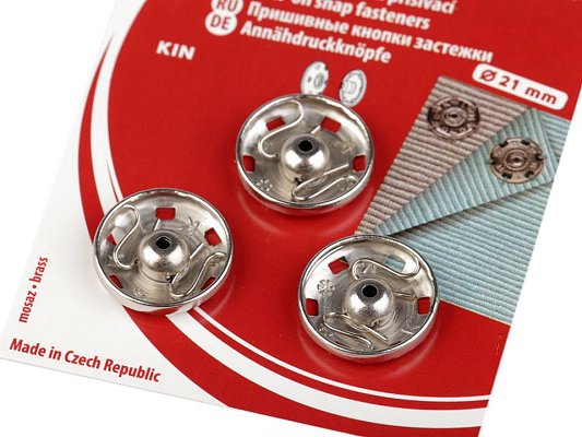 Kovové patentky - knoflíky stiskací přišívací - vel. 8 - na kartě 3 ks